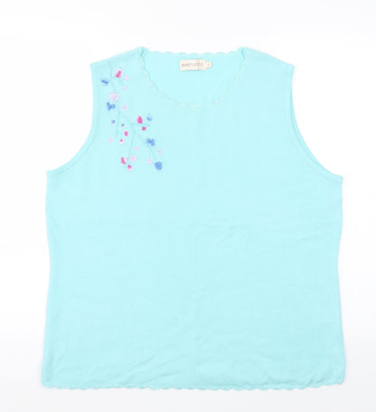 Womens UK Size L Bonmarché Blue Basic T-Shirt