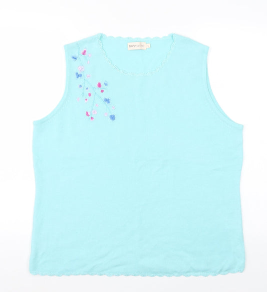 Womens UK Size L Bonmarché Blue Basic T-Shirt