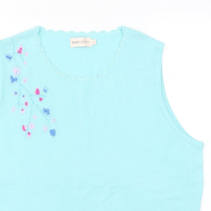 Womens UK Size L Bonmarché Blue Basic T-Shirt