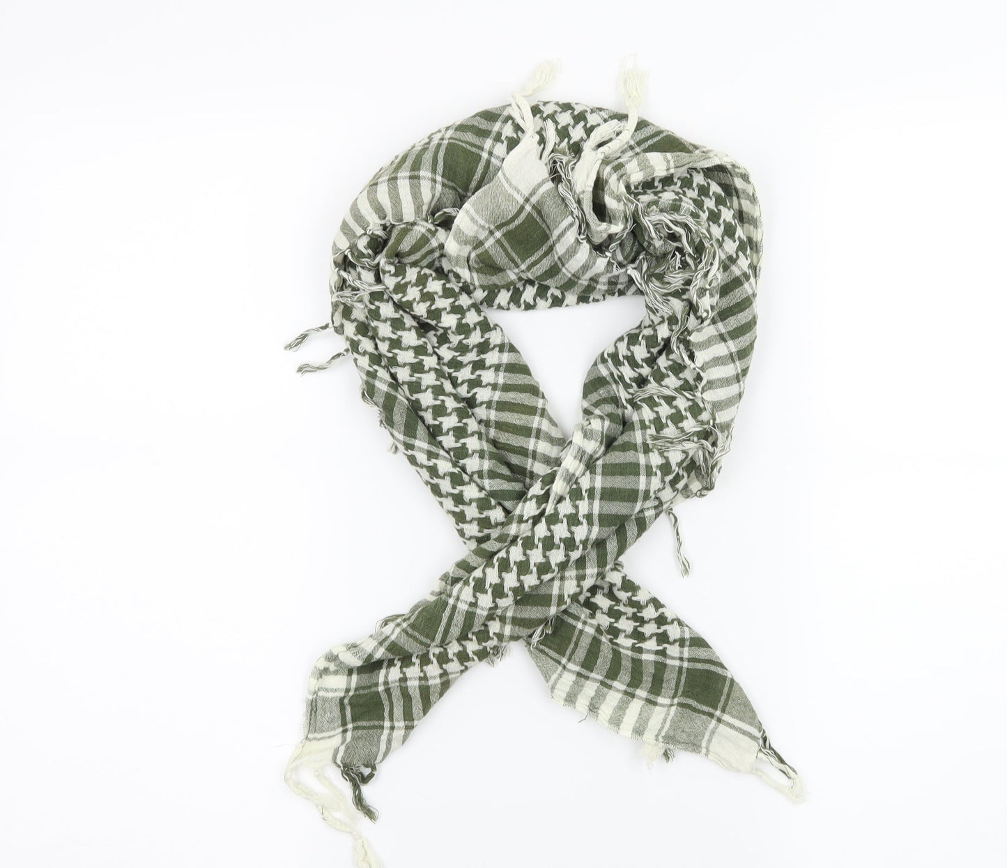 Preworn Womens Green Check Knit  Scarf
