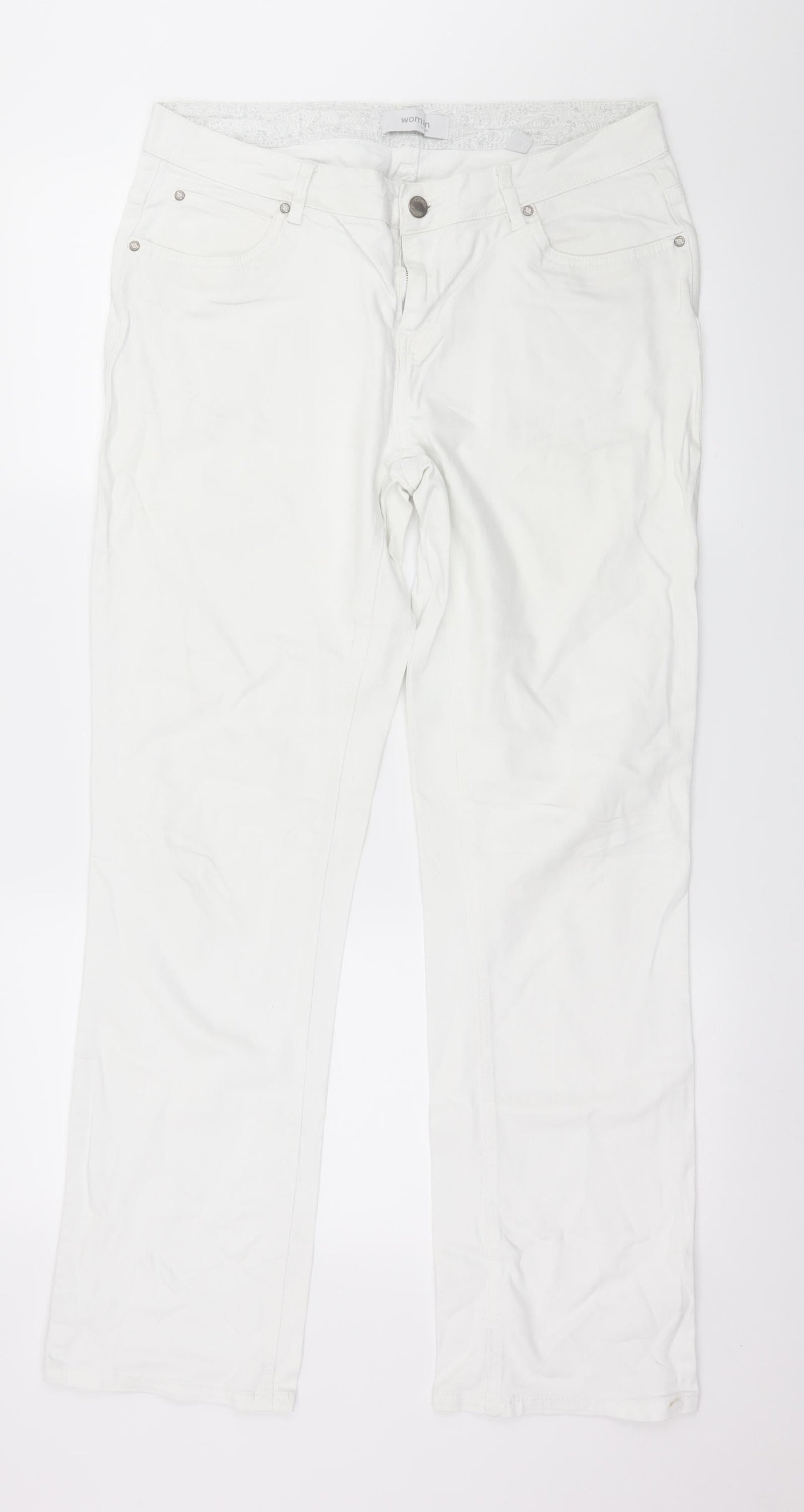 Telhlbo Womens White  Denim Straight Jeans Size 34 in L31 in