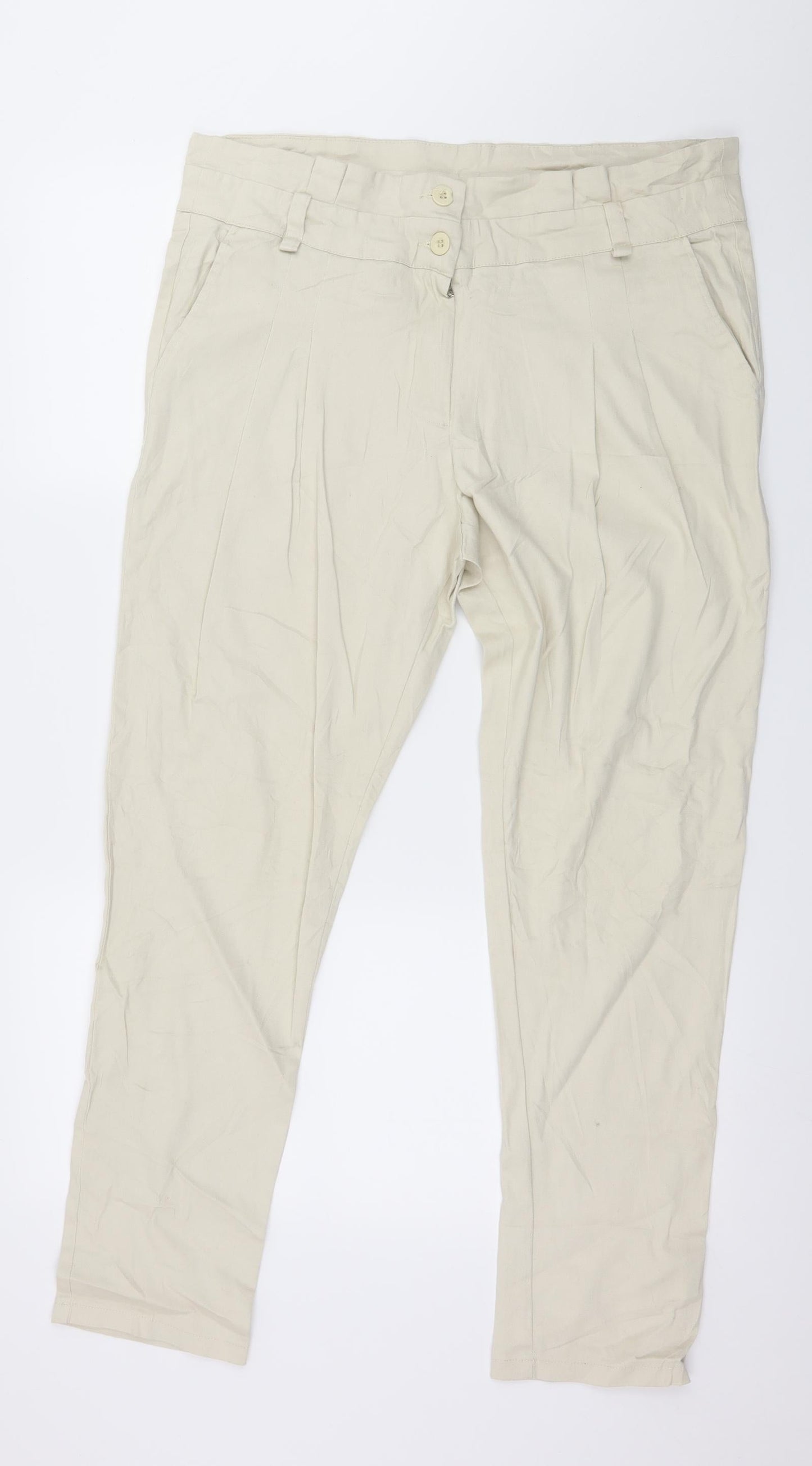 Flame Womens Beige   Trousers  Size 12 L28 in