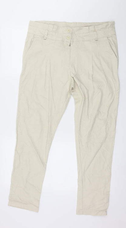 Flame Womens Beige   Trousers  Size 12 L28 in