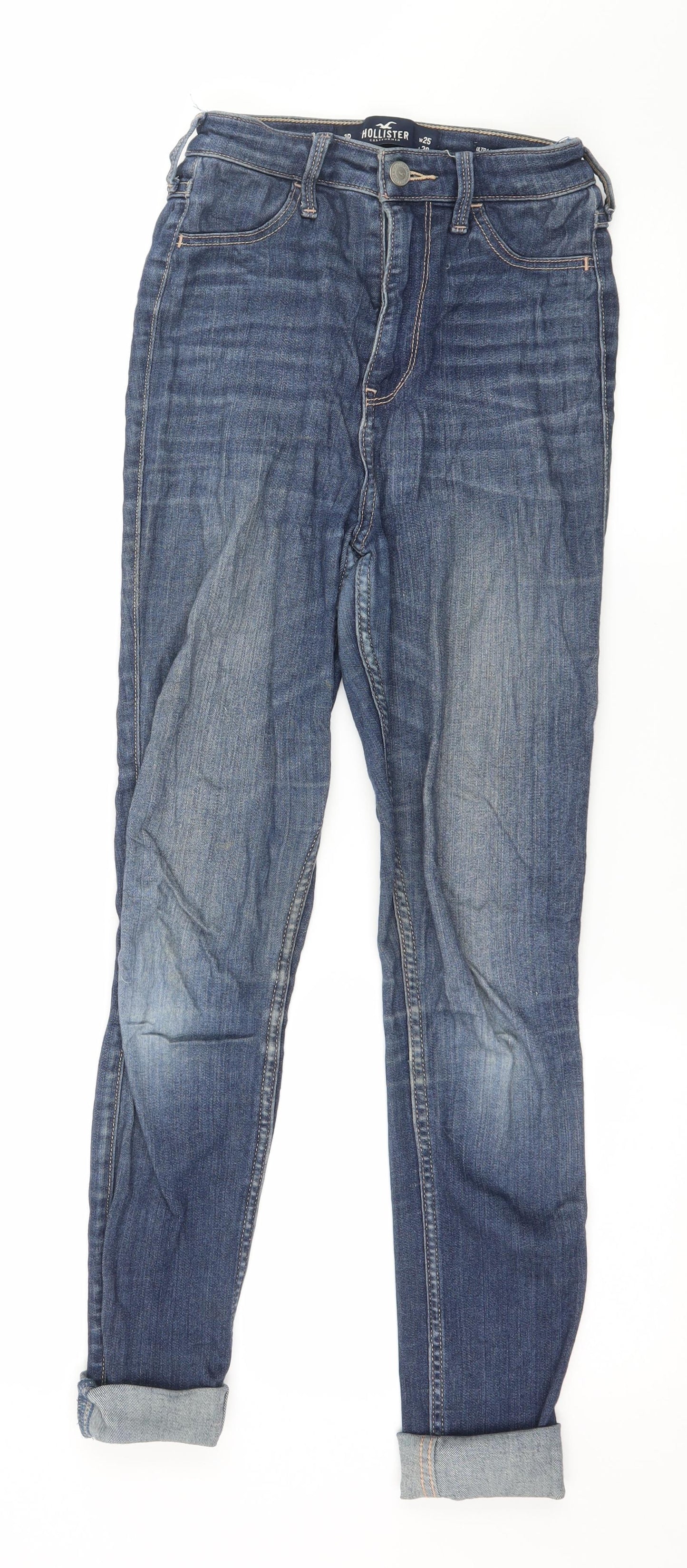 Hollister Womens Blue  Denim Skinny Jeans Size 25 in L28 in