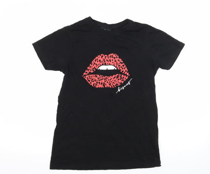 Womens UK Size 6 New Look Black Basic T-Shirt