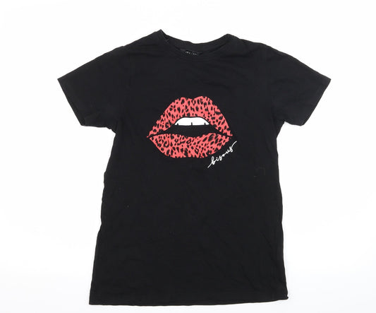 Womens UK Size 6 New Look Black Basic T-Shirt