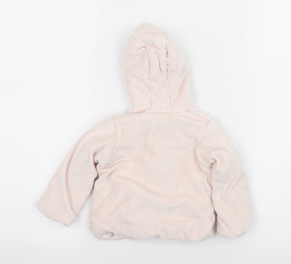 Marks and Spencer Girls Pink Striped Velour Jacket  Size 3-6 Months