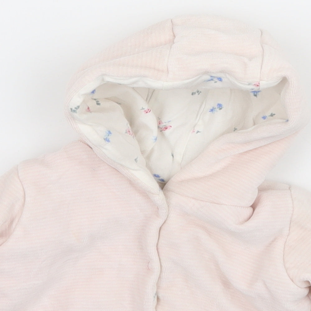 Marks and Spencer Girls Pink Striped Velour Jacket  Size 3-6 Months