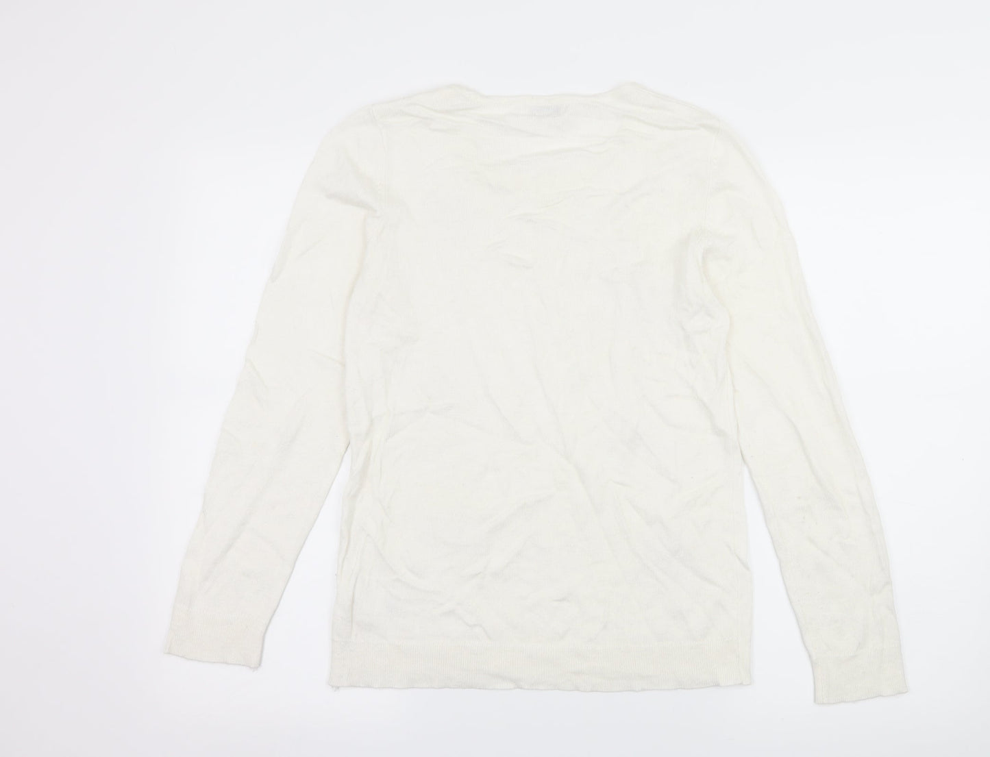 Damart Womens Ivory Geometric Knit Pullover Jumper Size 10  - Snowflakes