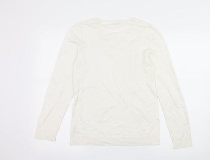 Damart Womens Ivory Geometric Knit Pullover Jumper Size 10  - Snowflakes