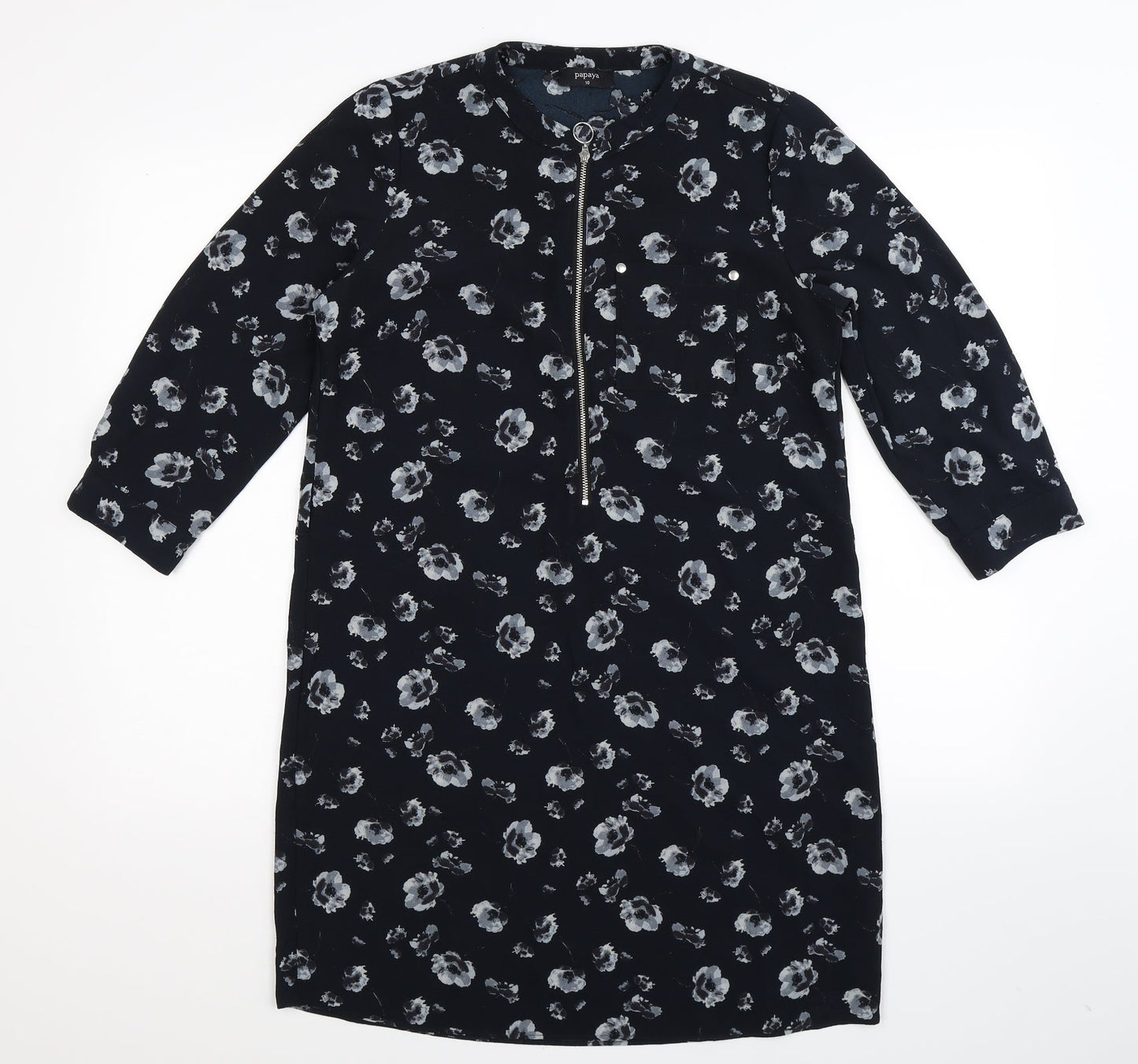 Papaya Womens Blue Floral  Shirt Dress  Size 10