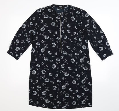 Papaya Womens Blue Floral  Shirt Dress  Size 10