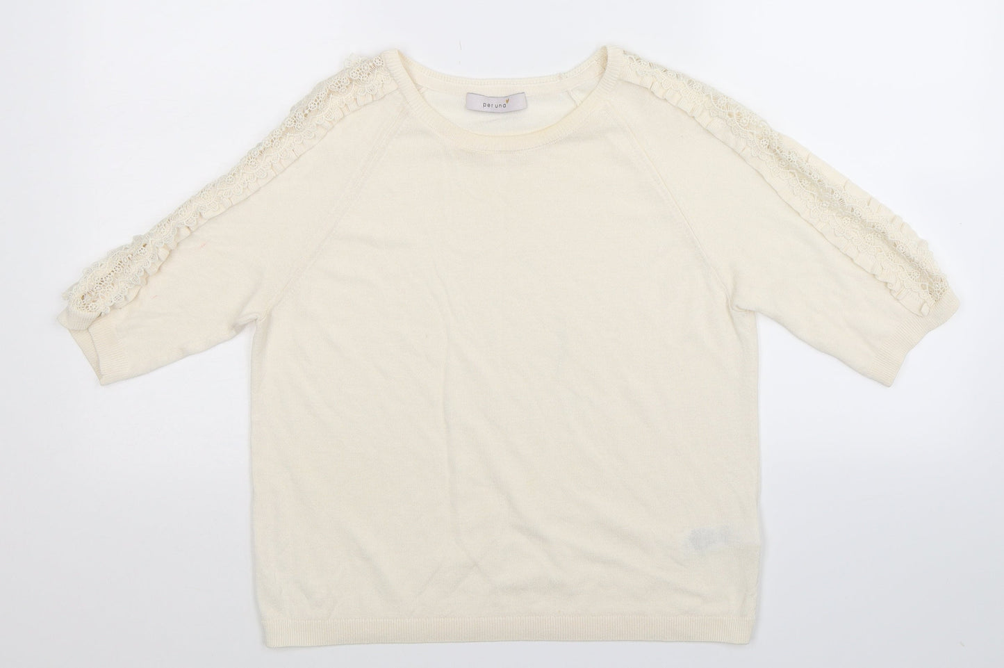 Marks and Spencer Womens White  Knit Pullover Jumper Size 12