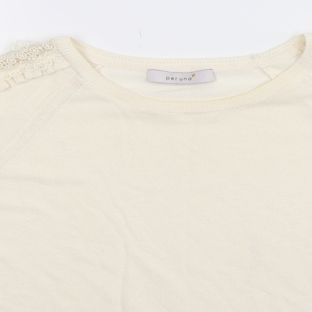 Marks and Spencer Womens White  Knit Pullover Jumper Size 12