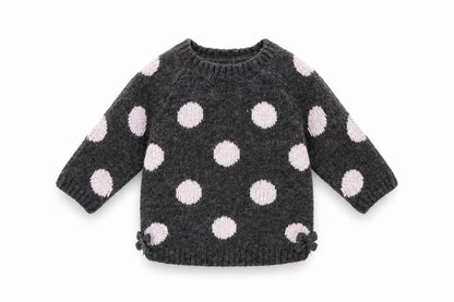 Primark Girls Black Polka Dot  Pullover Jumper Size 3-6 Months