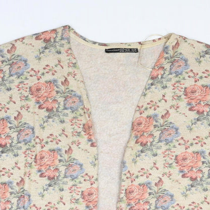 Atmosphere Womens Beige Floral Knit Cardigan Jumper Size 6