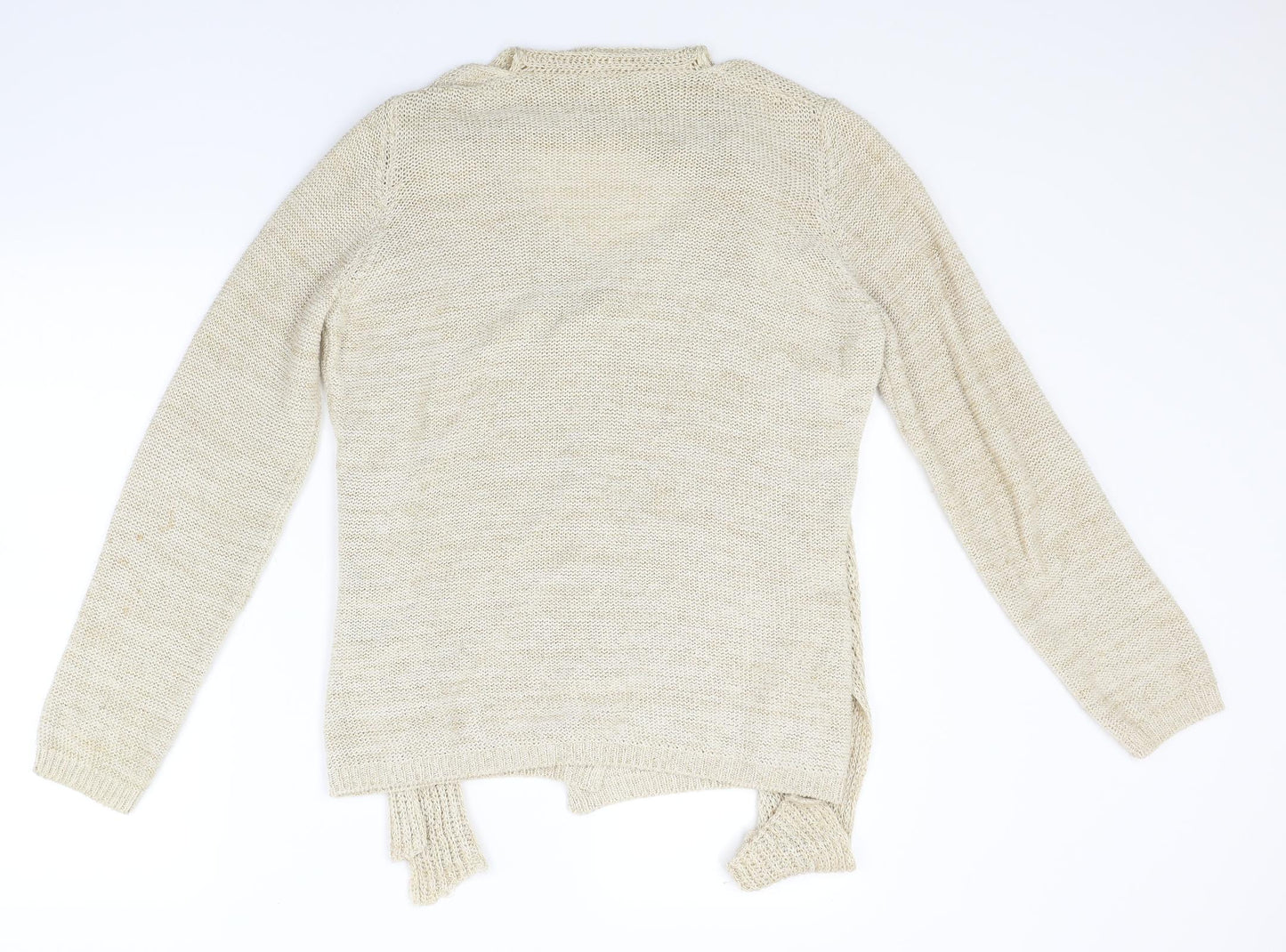 Marks and Spencer Womens Beige  Knit Cardigan Jumper Size 14  - attached scarf