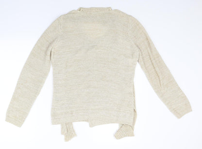Marks and Spencer Womens Beige  Knit Cardigan Jumper Size 14  - attached scarf