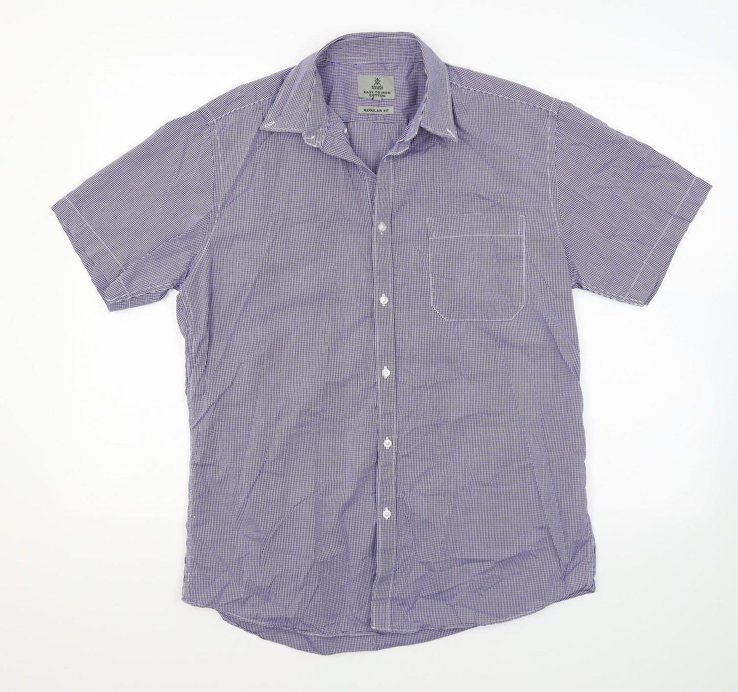 Taylor & Wright Mens Blue Check   Button-Up Size 15.5  - Gingham