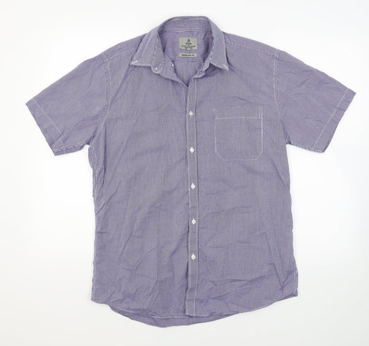 Taylor & Wright Mens Blue Check   Button-Up Size 15.5  - Gingham