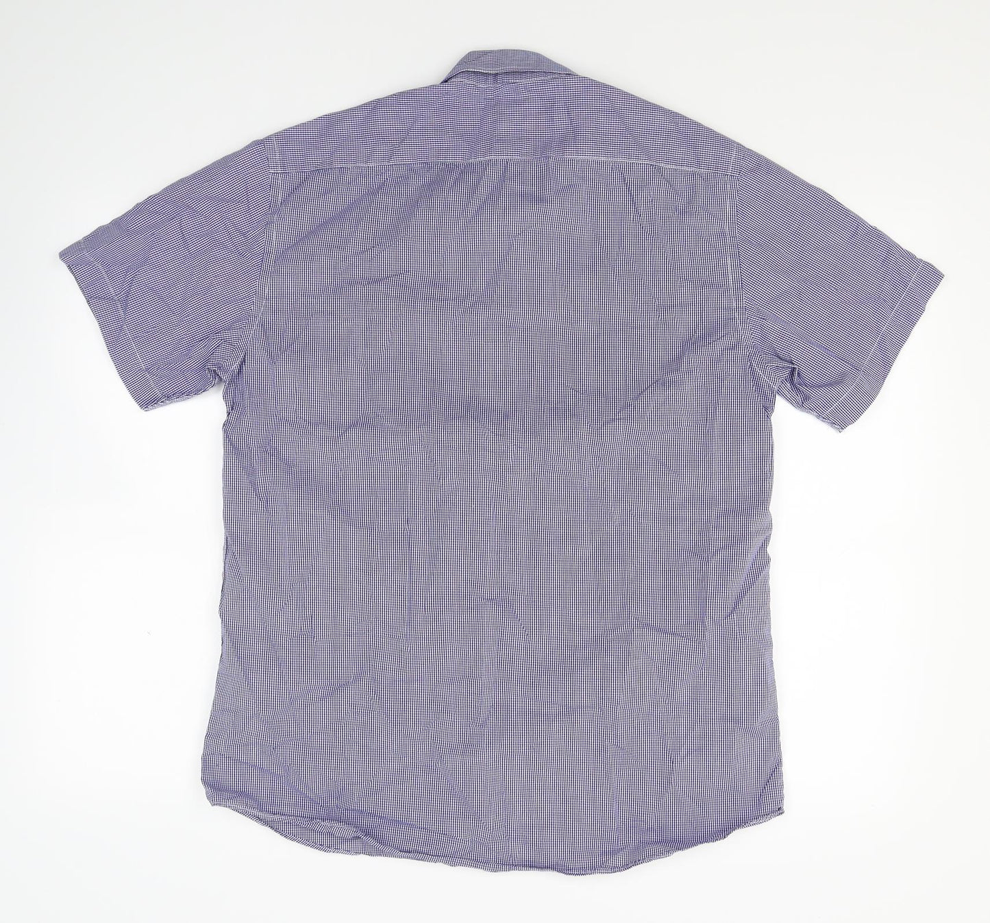 Taylor & Wright Mens Blue Check   Button-Up Size 15.5  - Gingham