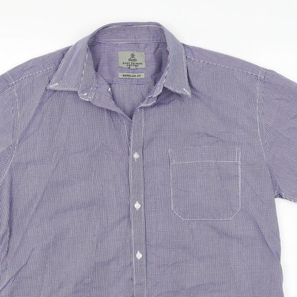 Taylor & Wright Mens Blue Check   Button-Up Size 15.5  - Gingham