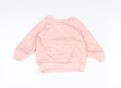 Primark Girls Pink Polka Dot  Pullover Jumper Size 3-6 Months  - stars
