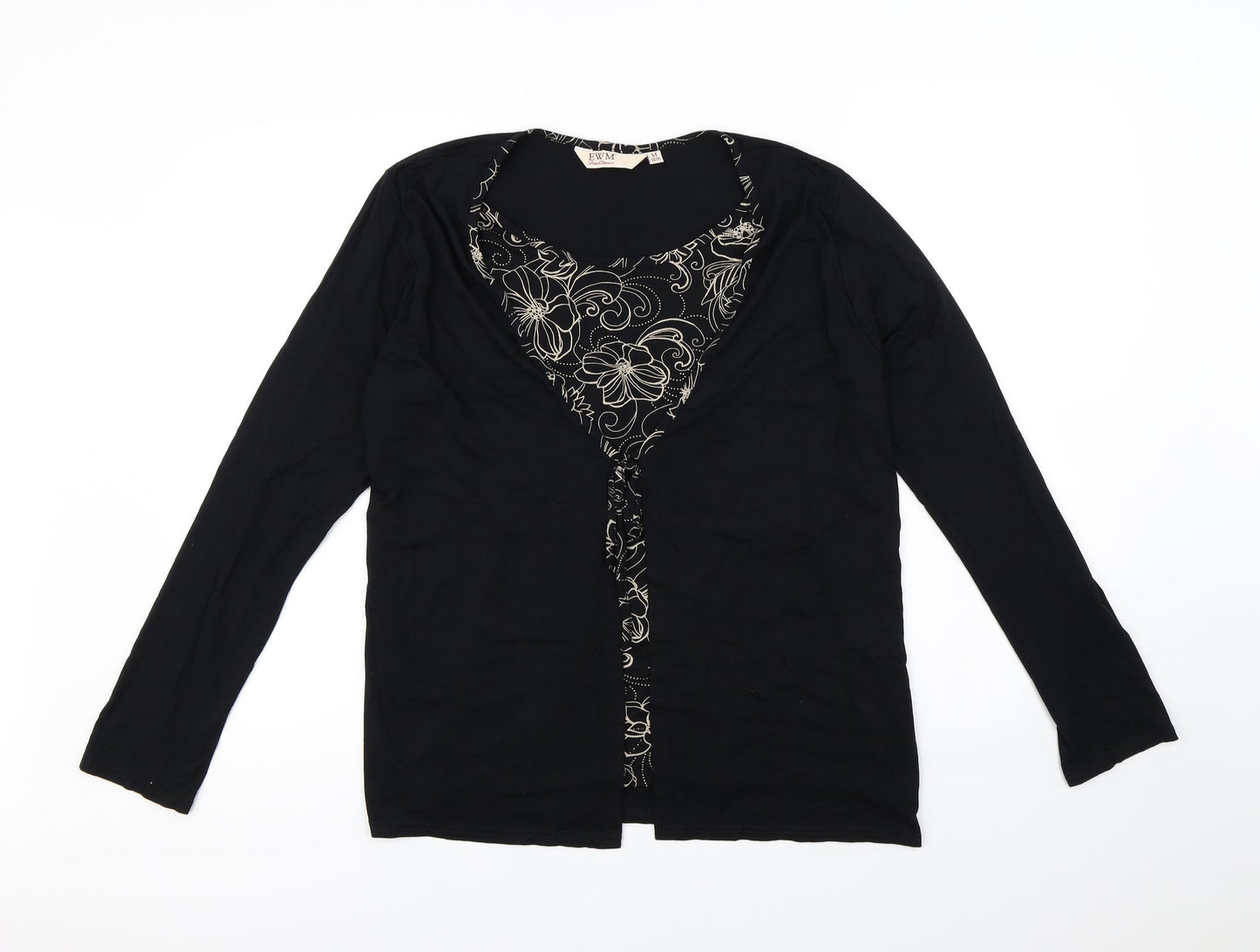 EWM Womens Black   Pullover Sweatshirt Size 14