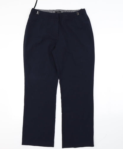 Womens UK Size 14 M&Co Regular Fit Dress Pants Blue Trousers