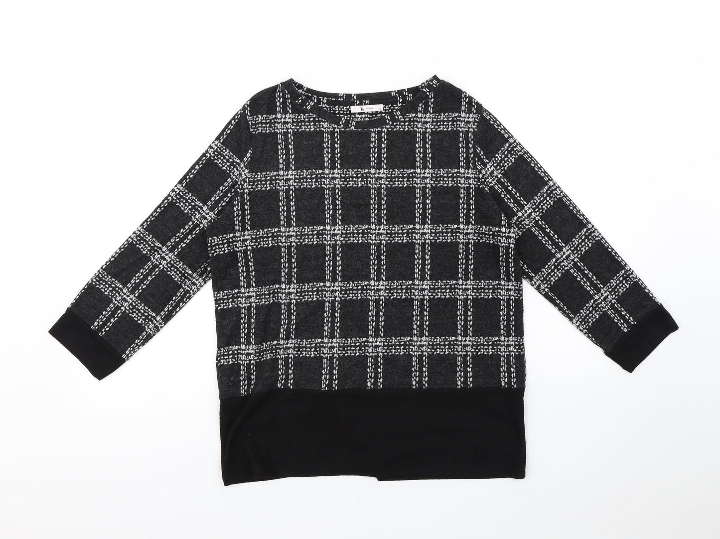 TU Womens Black Check  Pullover Jumper Size 10