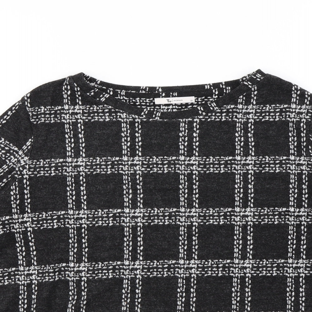 TU Womens Black Check  Pullover Jumper Size 10