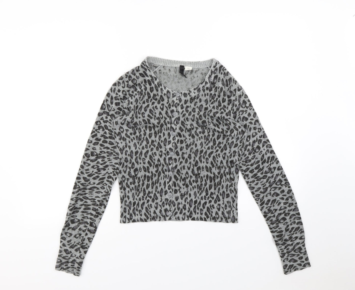 Divided Womens Grey Animal Print  Cardigan Jumper Size 8