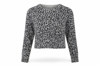 Divided Womens Grey Animal Print  Cardigan Jumper Size 8