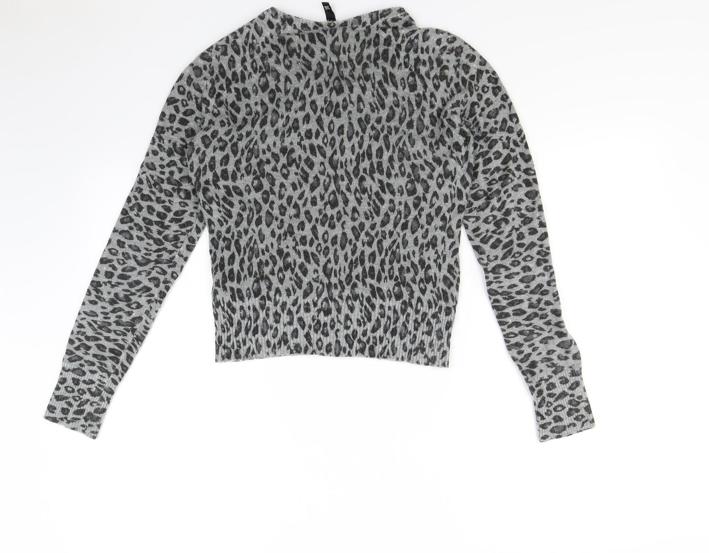 Divided Womens Grey Animal Print  Cardigan Jumper Size 8