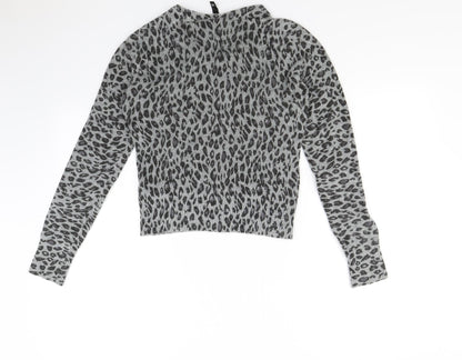 Divided Womens Grey Animal Print  Cardigan Jumper Size 8