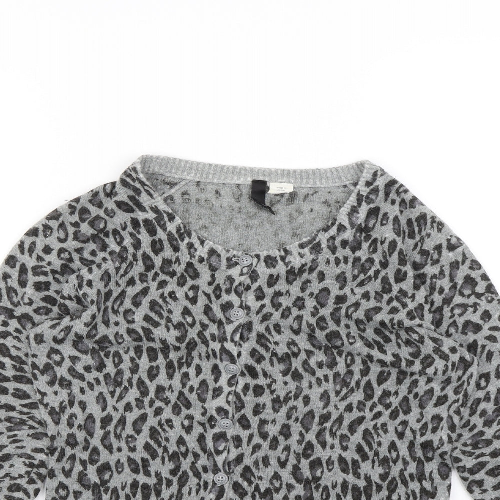 Divided Womens Grey Animal Print  Cardigan Jumper Size 8