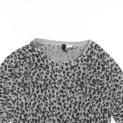 Divided Womens Grey Animal Print  Cardigan Jumper Size 8