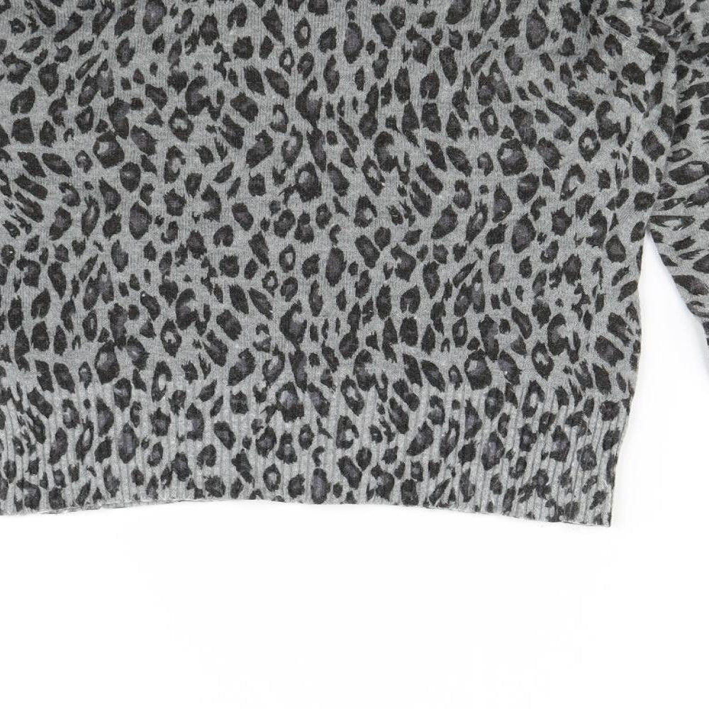 Divided Womens Grey Animal Print  Cardigan Jumper Size 8
