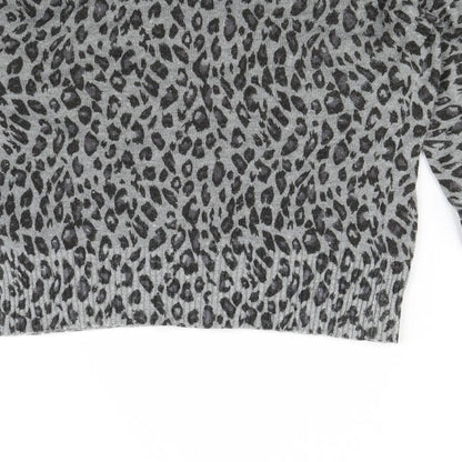 Divided Womens Grey Animal Print  Cardigan Jumper Size 8