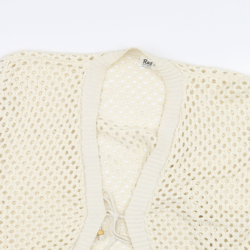 raz Womens White  Knit Cardigan Jumper One Size