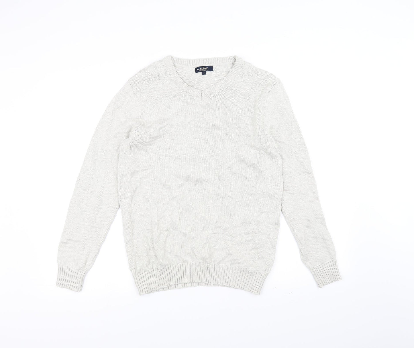 Easy Mens White  Knit Pullover Jumper Size S