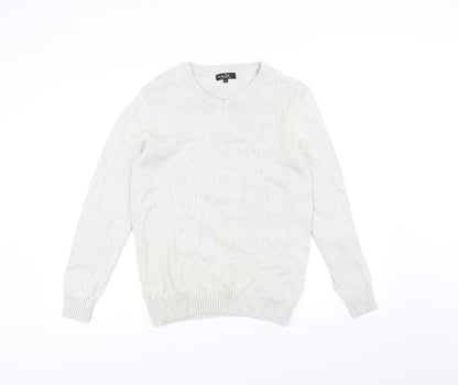 Easy Mens White  Knit Pullover Jumper Size S