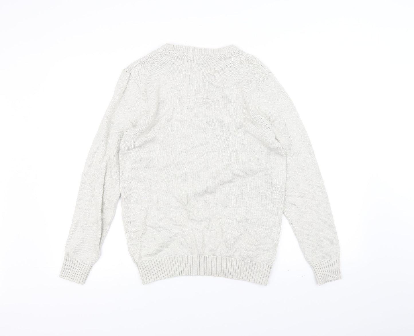 Easy Mens White  Knit Pullover Jumper Size S