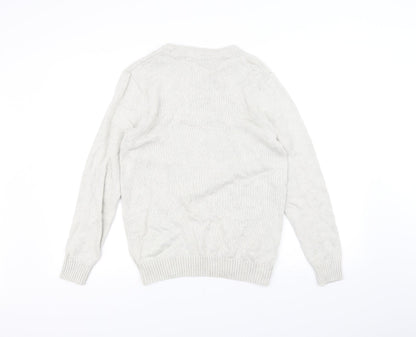 Easy Mens White  Knit Pullover Jumper Size S