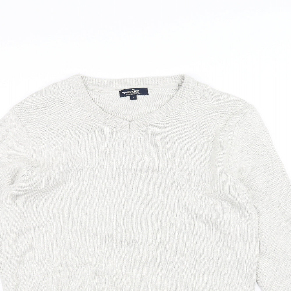 Easy Mens White  Knit Pullover Jumper Size S