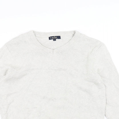 Easy Mens White  Knit Pullover Jumper Size S