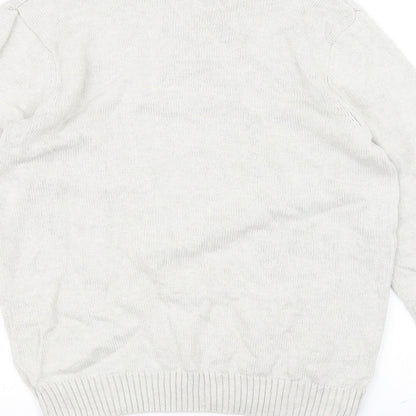 Easy Mens White  Knit Pullover Jumper Size S