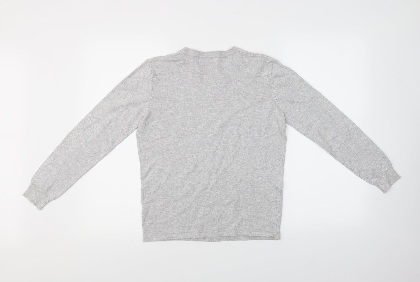 Womens UK Size S BASSINI Grey Basic T-Shirt