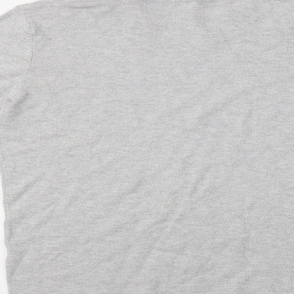 Womens UK Size S BASSINI Grey Basic T-Shirt