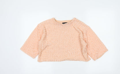 Womens UK Size 10 Topshop Pink Cropped T-Shirt